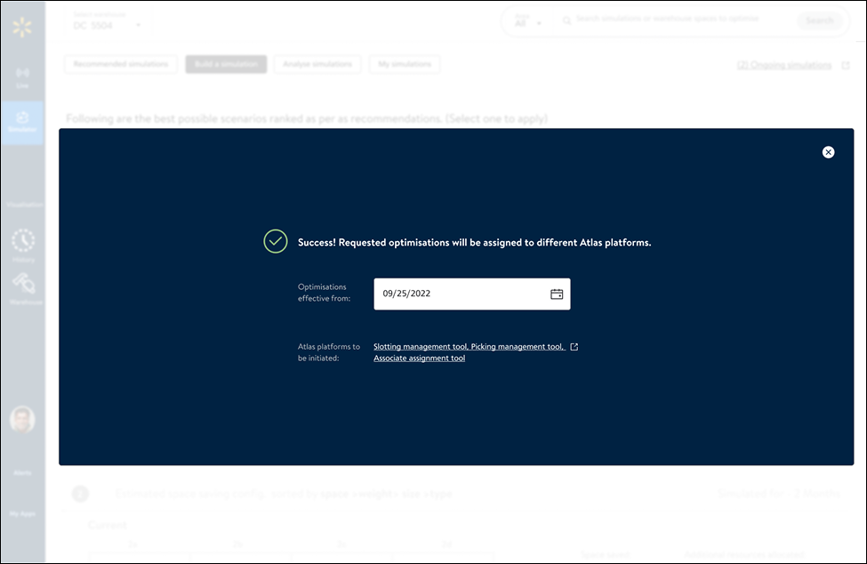 Success screen, optimisation applied to platforms